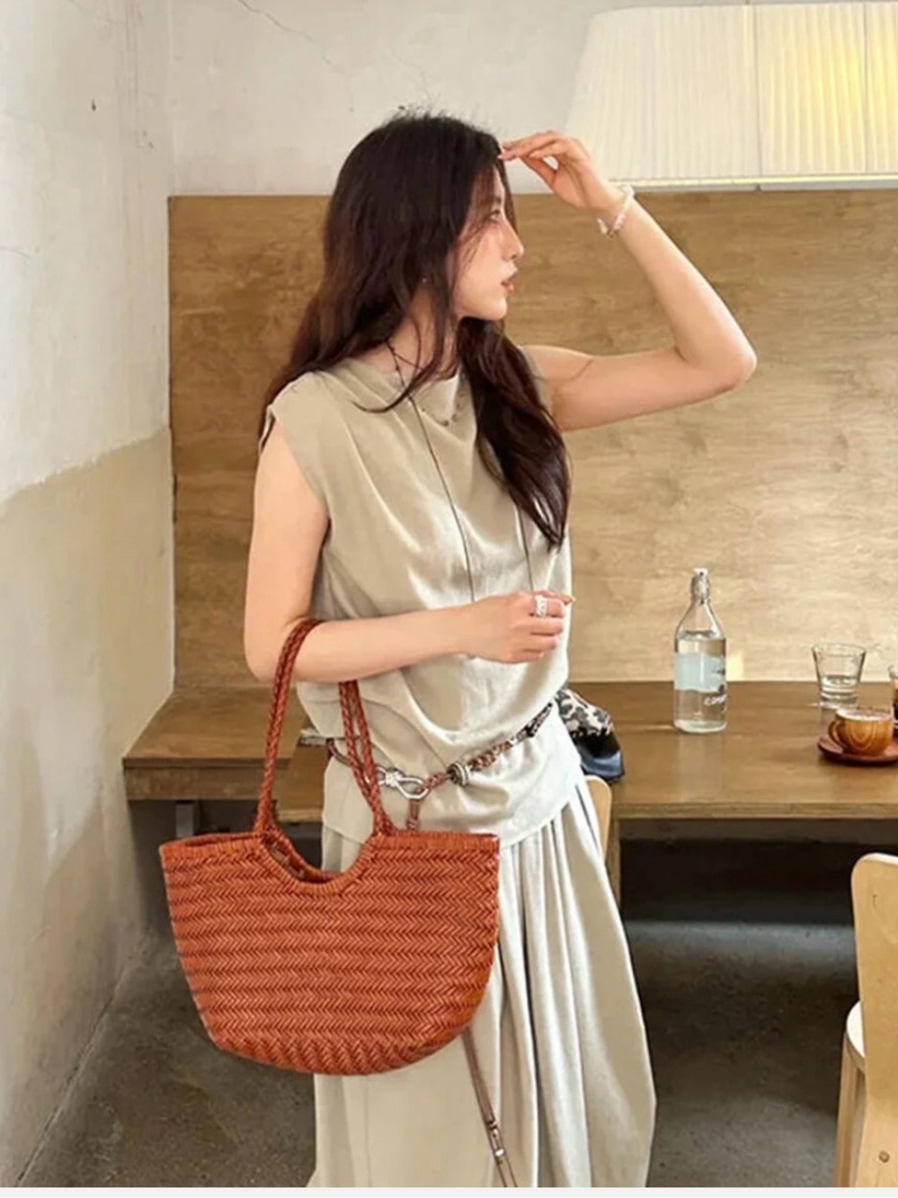 Anthropologie Woven Tote Bag in Chestnut Brown - Picture 6 of 6